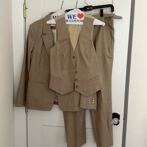 J. Crew linen blend beige three piece suit!